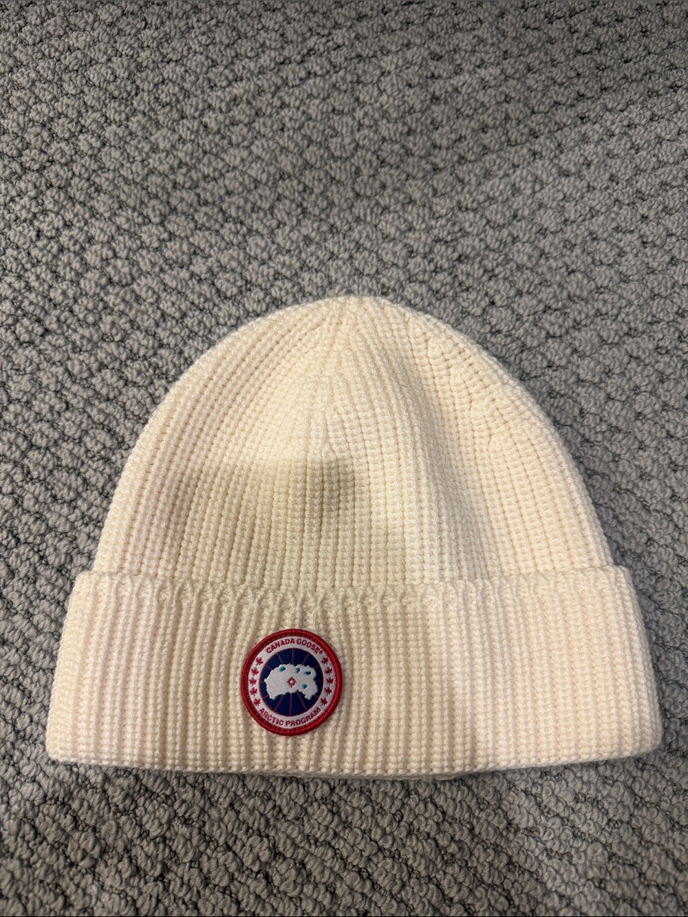 Cream/white Canada goose beanie